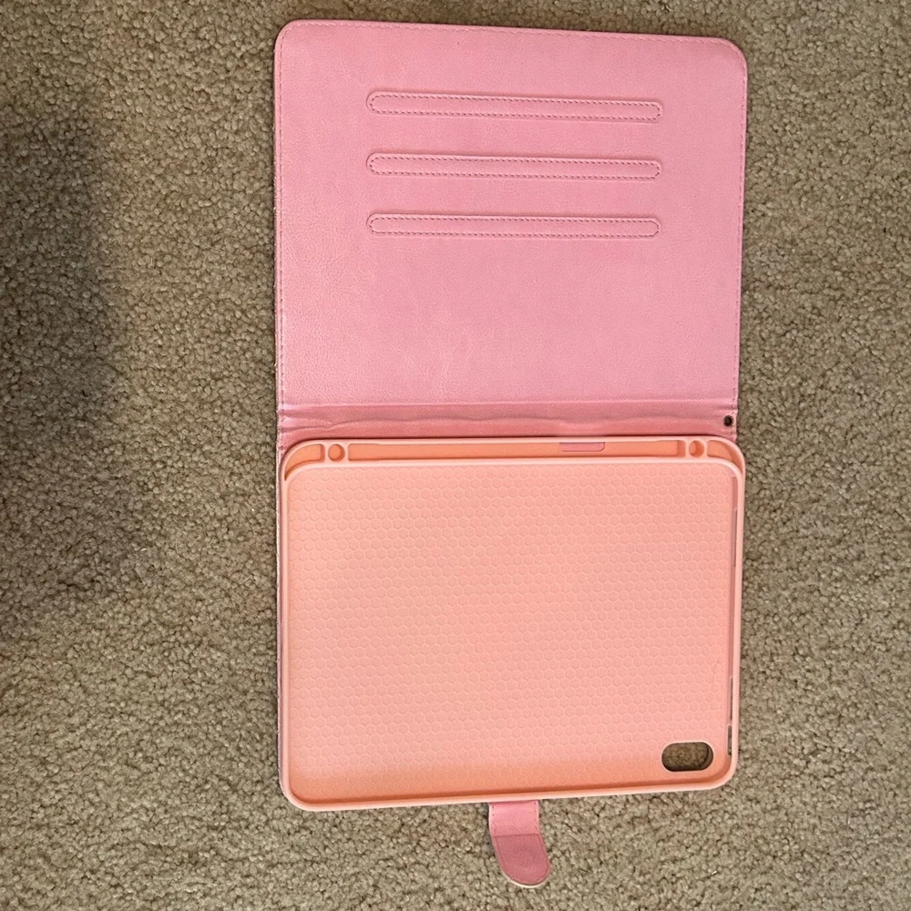 Holographic Quilted Tablet Case with Crown Accent - Pink